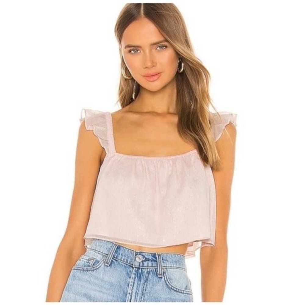 Revolve MAJORELLE Whittier Pink Sparkle Crop Top Size XL